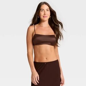 Auden Women's Satin Unlined Scoop Bralette Small NWT